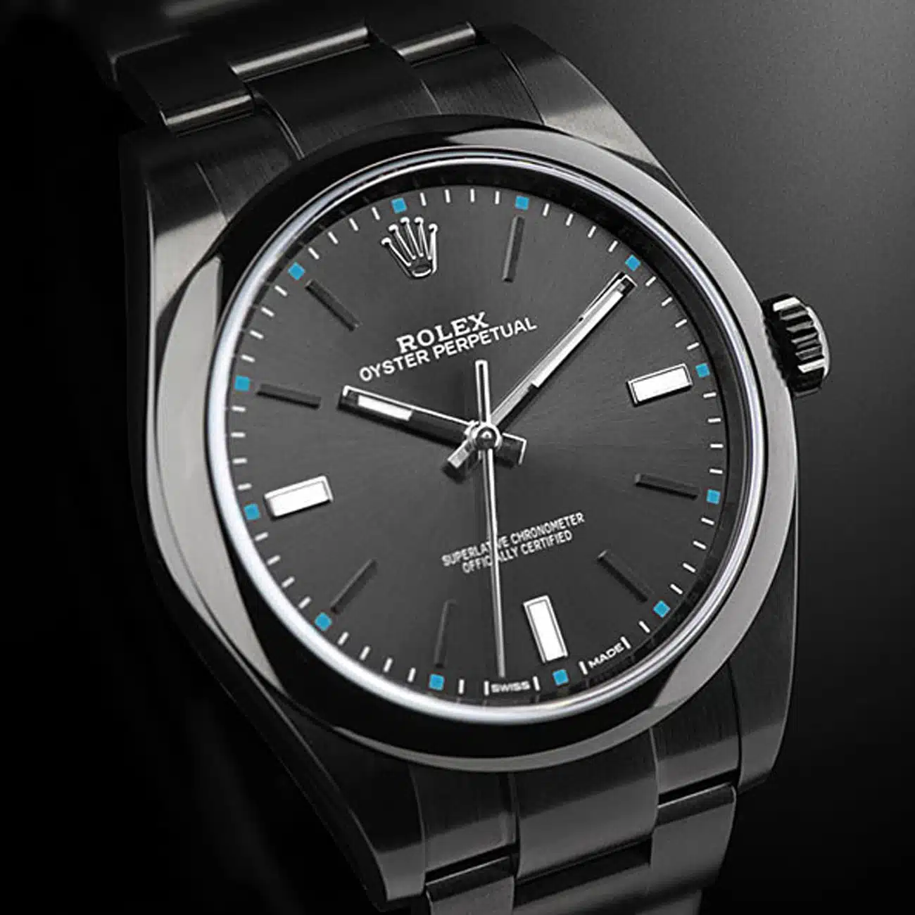 Rolex Oyster Perpetual Grey Dial Black PVD/DLC Coated Stainless Steel Watch 114300 – image 5