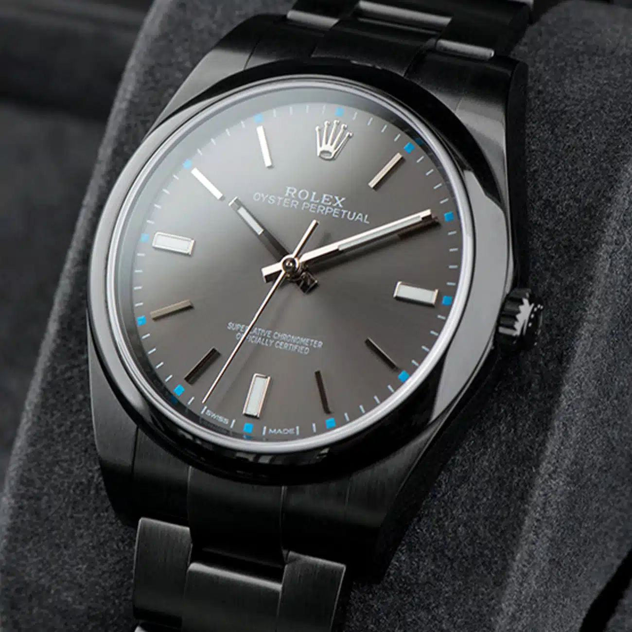 Rolex Oyster Perpetual Grey Dial Black PVD/DLC Coated Stainless Steel Watch 114300 – image 3