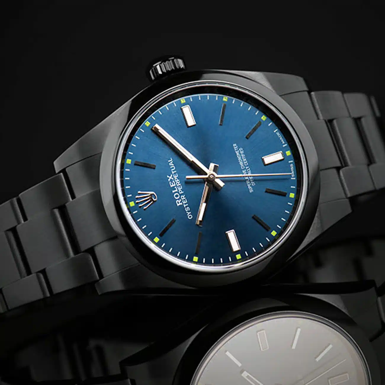 Rolex Oyster Perpetual Blue Dial Black PVD/DLC Coated Stainless Steel Watch 114300 – image 3