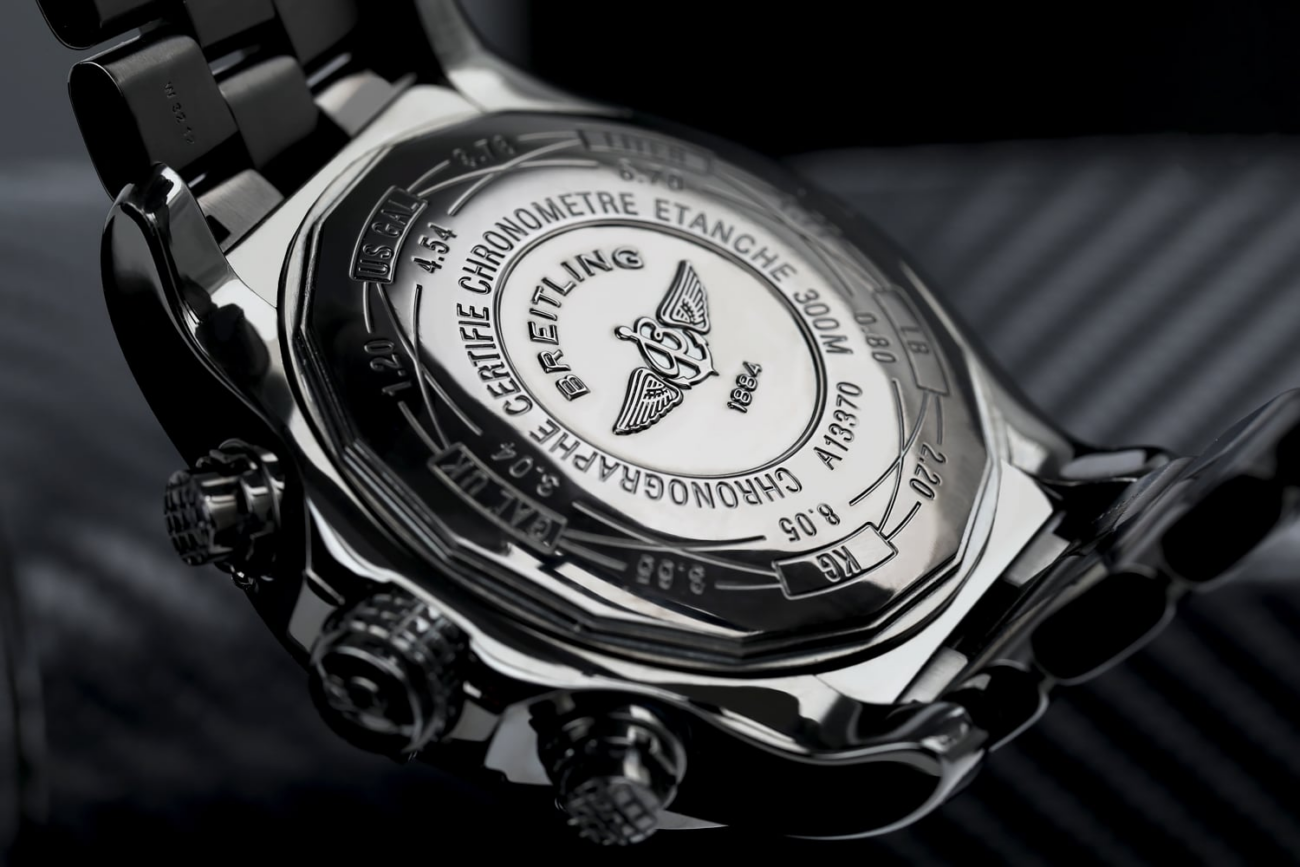 Breitling Super Avenger Chronograph A13370 PVD/DLC Coated with 3ct Black Genuine Diamonds on a Bezel Steel Watch