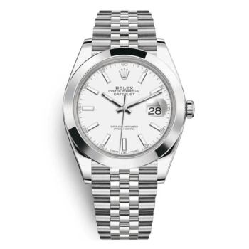 Rolex Datejust 41mm 126300-0006 Stainless Steel Watch White Stick Dial