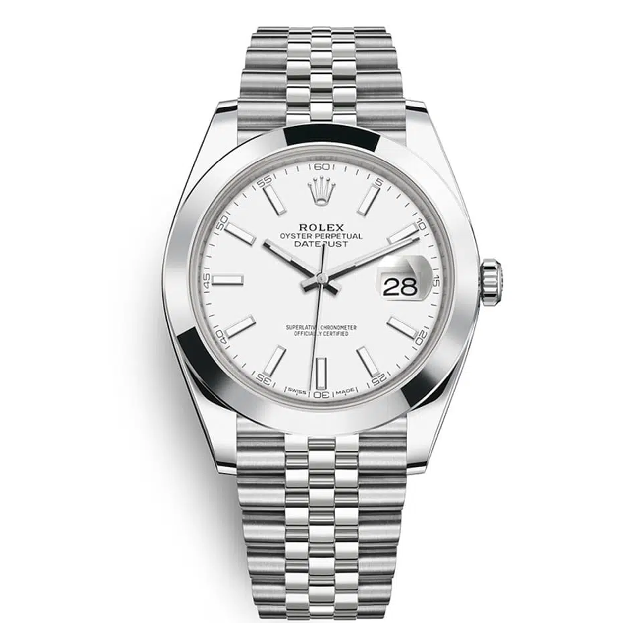 Rolex Datejust 41mm 126300-0006 Stainless Steel Watch White Stick Dial