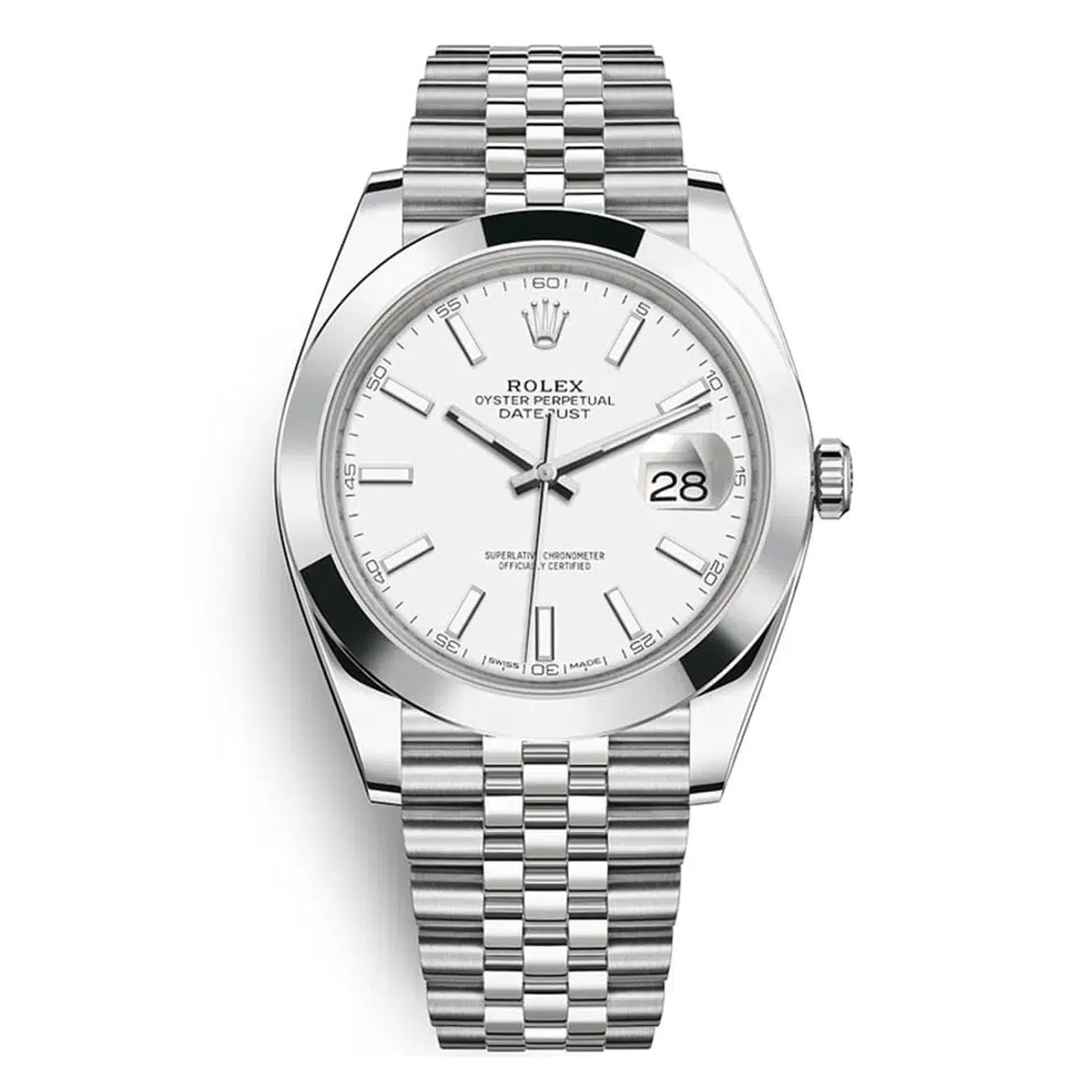 Rolex Datejust 41mm 126300-0006 Stainless Steel Watch White Stick Dial
