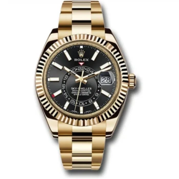 Rolex Sky-Dweller 326938-0004 yellow gold watch, black dial, Oyster bracelet