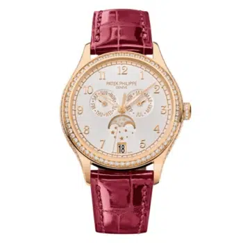 Patek Philippe Annual Calendar 4947R-001 Rose Gold With Pink Crocodile Leather Watch Silver Dial 2024