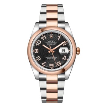 Rolex Datejust 116201-0087 36mm Black Concentric Arabic Dial Smooth Bezel Oyster Bracelet Stainless Steel & Rose Gold