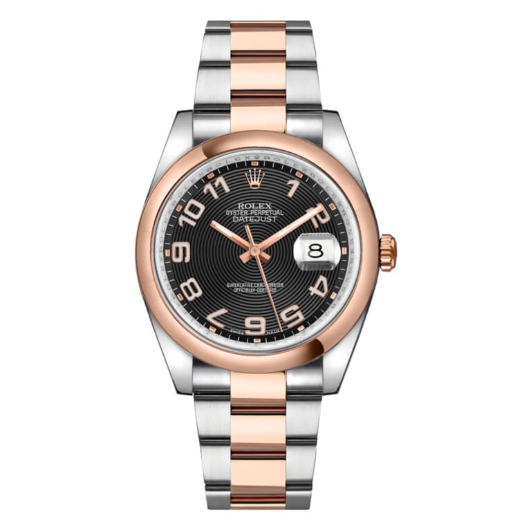 Rolex Datejust 116201-0087 36mm Black Concentric Arabic Dial Smooth Bezel Oyster Bracelet Stainless Steel & Rose Gold