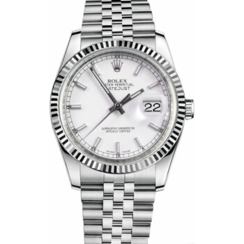 Rolex Datejust 36mm 116234-0088 Steel & White Gold Watch White Index Dial Jubilee Bracelet