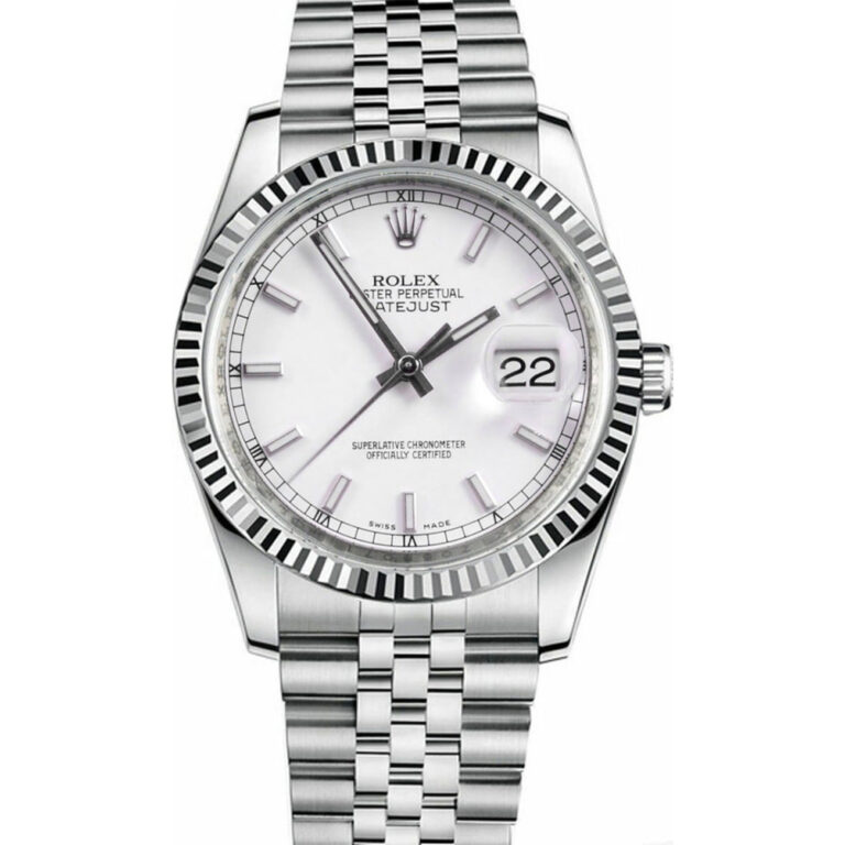 Rolex Datejust 36mm 116234-0088 Steel & White Gold Watch White Index Dial Jubilee Bracelet