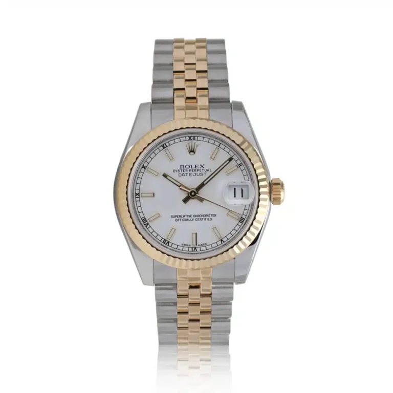Rolex Datejust 36mm White Stick Dial 116233-0200 Stainless Steel With Yellow Gold Watch