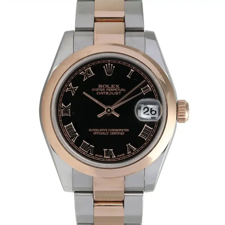 Rolex Datejust 31mm 178241 Steel & Pink Gold Watch Black Roman Dial
