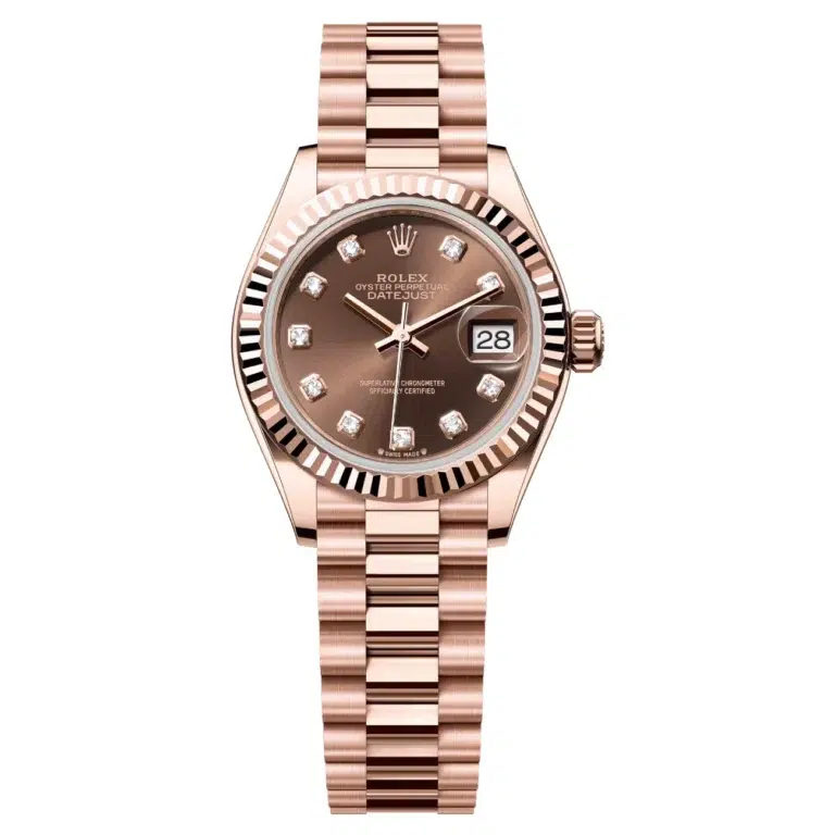 Rolex Lady-Datejust 279175-0016 28mm Rose Gold Watch Chocolate Diamond Dial 2024