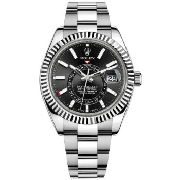 Rolex Sky-Dweller 42mm Oyster 326934-0005 Stainless Steel & White Gold Watch Black Index Dial