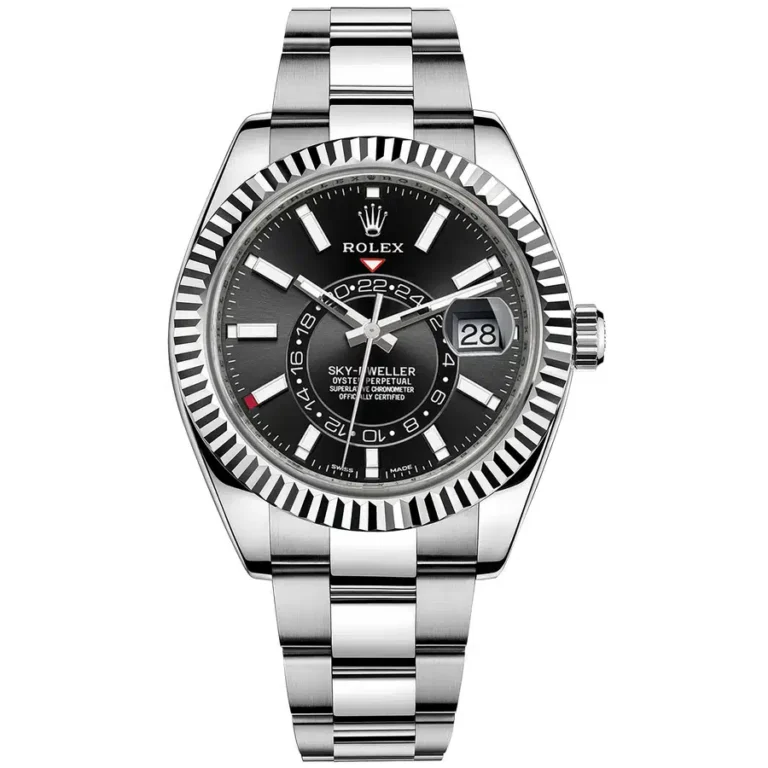 Rolex Sky-Dweller 42mm Oyster 326934-0005 Stainless Steel & White Gold Watch Black Index Dial
