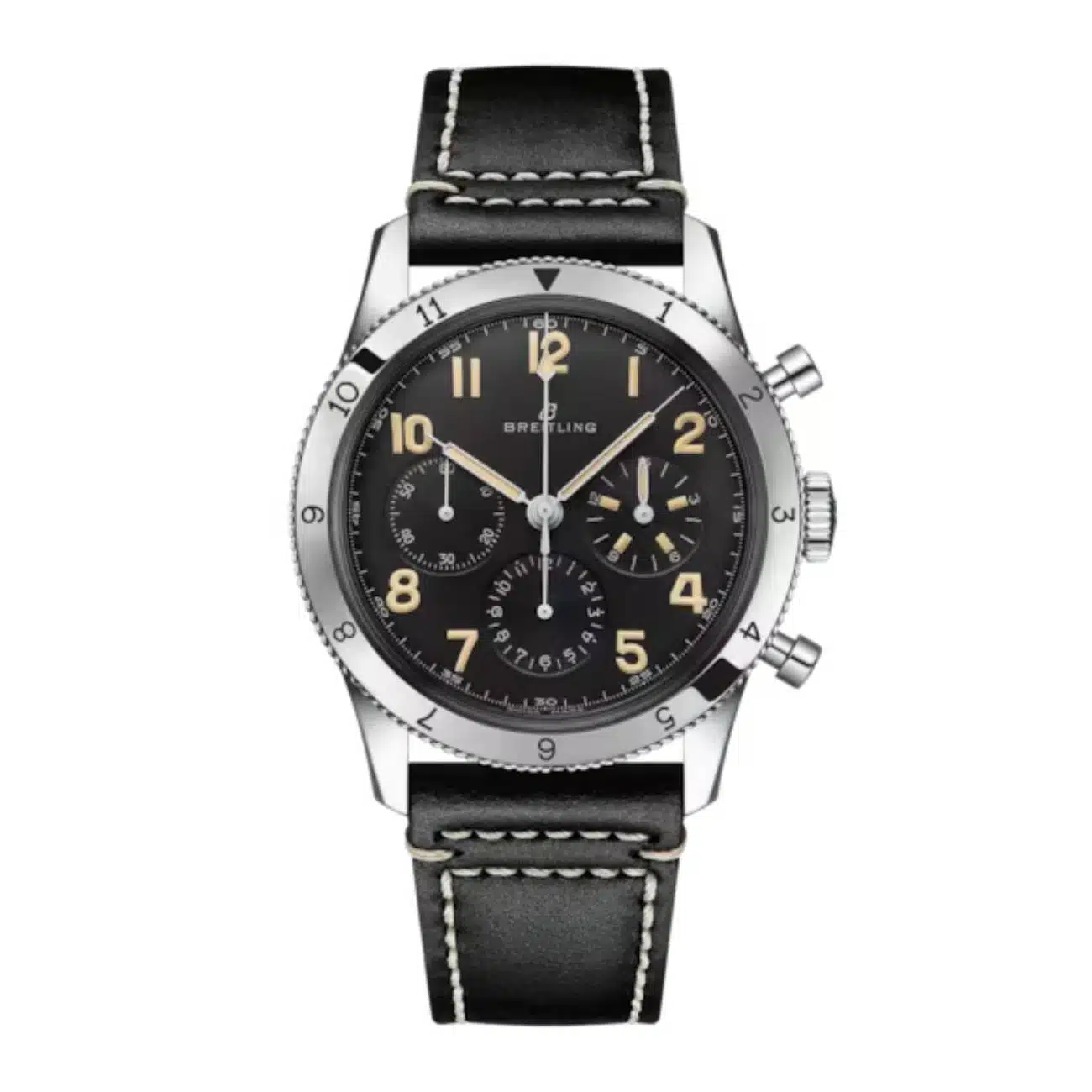 Breitling Classic AVI Re-edition AB0920131B1X1 41mm Black Dial Bidirectional Rotating Bezel Stainless Steel with Black Calfskin Leather Strap Watch