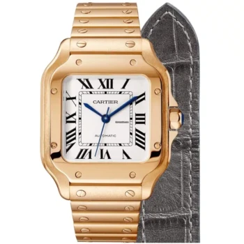 Cartier Santos WGSA0031 35mm rose gold watch, silver dial