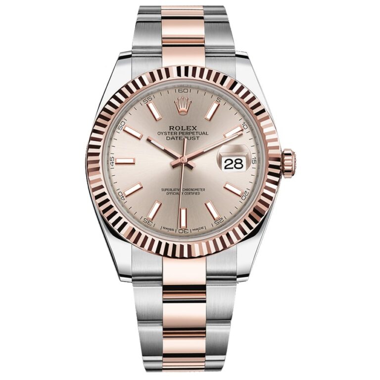 Rolex Datejust 41mm Oyster 126331-0009 Stainless Steel & Rose Gold Watch Sundust Index Dial