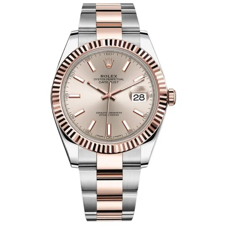 Rolex Datejust 41mm Oyster 126331-0009 Stainless Steel & Rose Gold Watch Sundust Index Dial