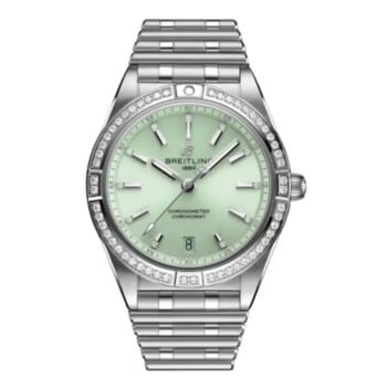 Breitling Chronomat Automatic A10380591L1A1 36mm Mint Green Dial Unidirectional, Ratcheted Bezel Stainless Steel (gem-set)