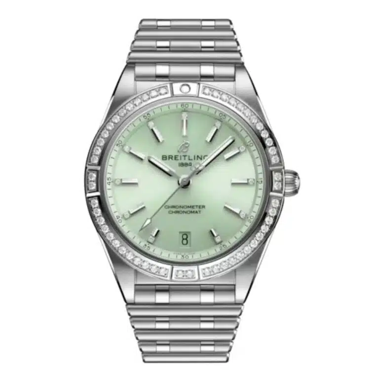 Breitling Chronomat Automatic A10380591L1A1 36mm Mint Green Dial Unidirectional, Ratcheted Bezel Stainless Steel (gem-set) with Stainless Steel Bracelet Watch