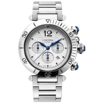 Cartier Pasha Chronograph WSPA0018 41mm stainless steel watch, silver dial