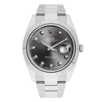 Rolex Datejust 41mm Stainless Steel Watch 126334 Fluted Slate Grey Diamond Dial