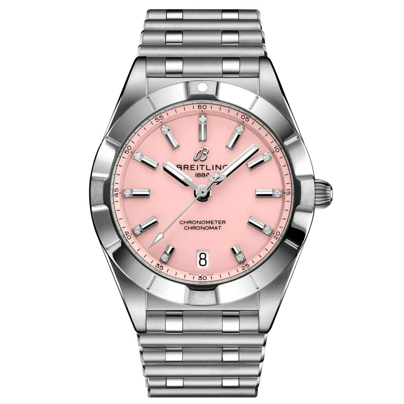 Breitling Chronomat Quartz 32mm A77310101K1A1 Stainless Steel Watch Pink Dial