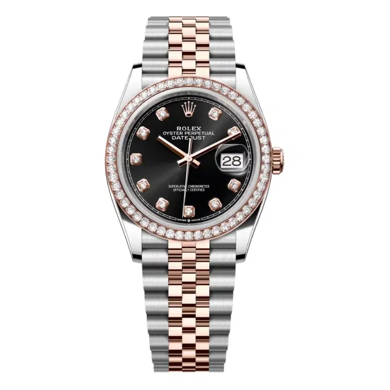 Rolex Datejust 36mm 126281RBR-0007 jubilee Bracelet Stainless Steel & Rose Gold Watch Black Diamond Dial