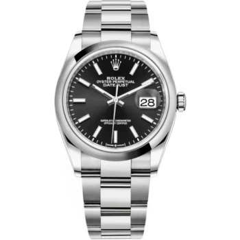Rolex Datejust 36mm 126200-0004 Oyster Stainless Steel Watch Black Index Dial 2024