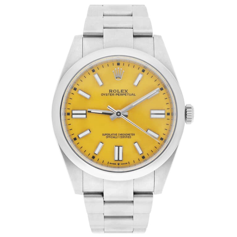 Rolex Oyster Perpetual 41mm 124300-0004 Yellow Dial Stainless Steel Watch – alternate view