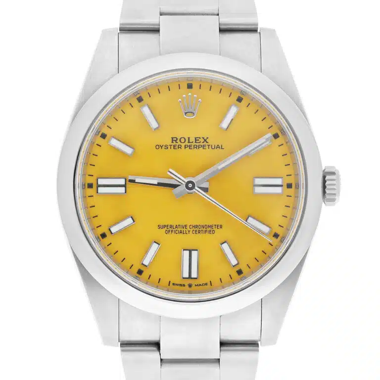 Rolex Oyster Perpetual 41mm 124300-0004 Yellow Dial Stainless Steel Watch – image 3