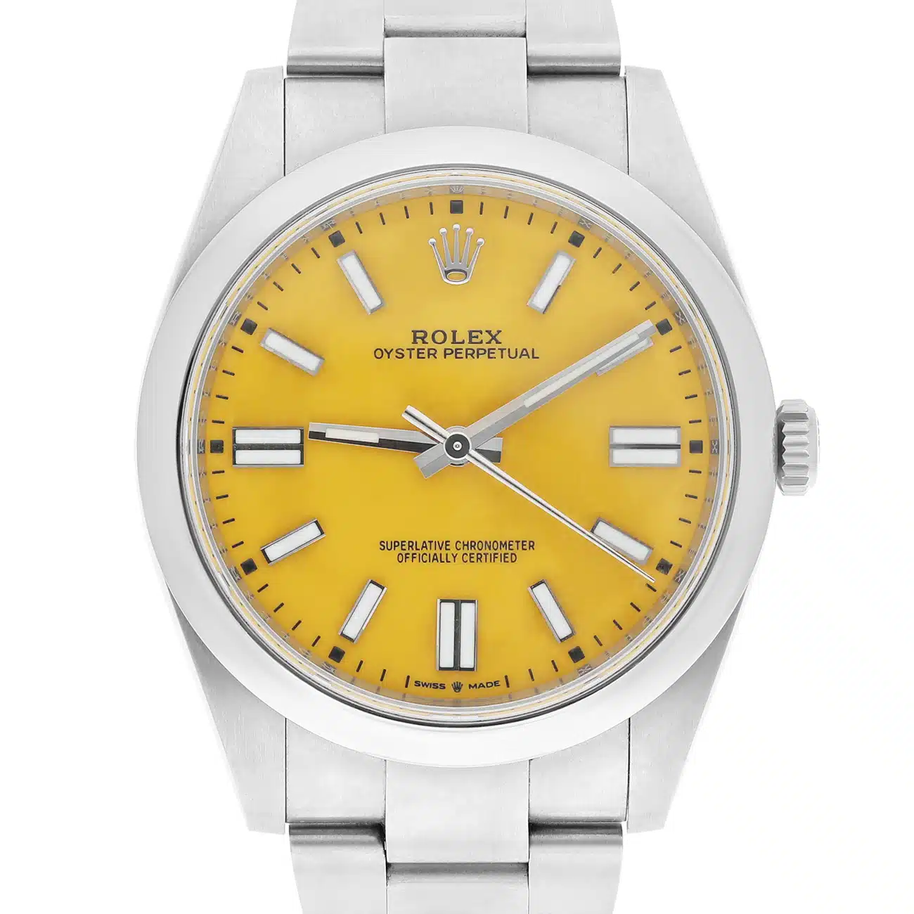 Rolex Oyster Perpetual 41mm 124300-0004 Yellow Dial Stainless Steel Watch – image 3