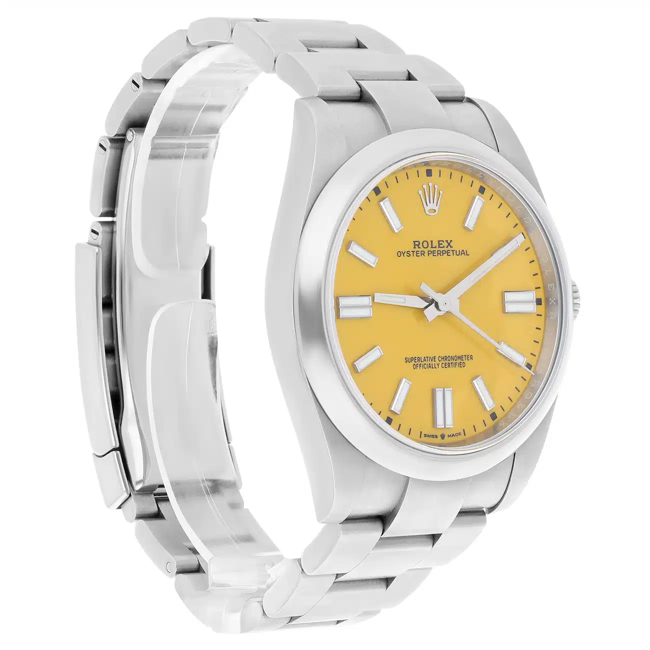 Rolex Oyster Perpetual 41mm 124300-0004 Yellow Dial Stainless Steel Watch – image 4