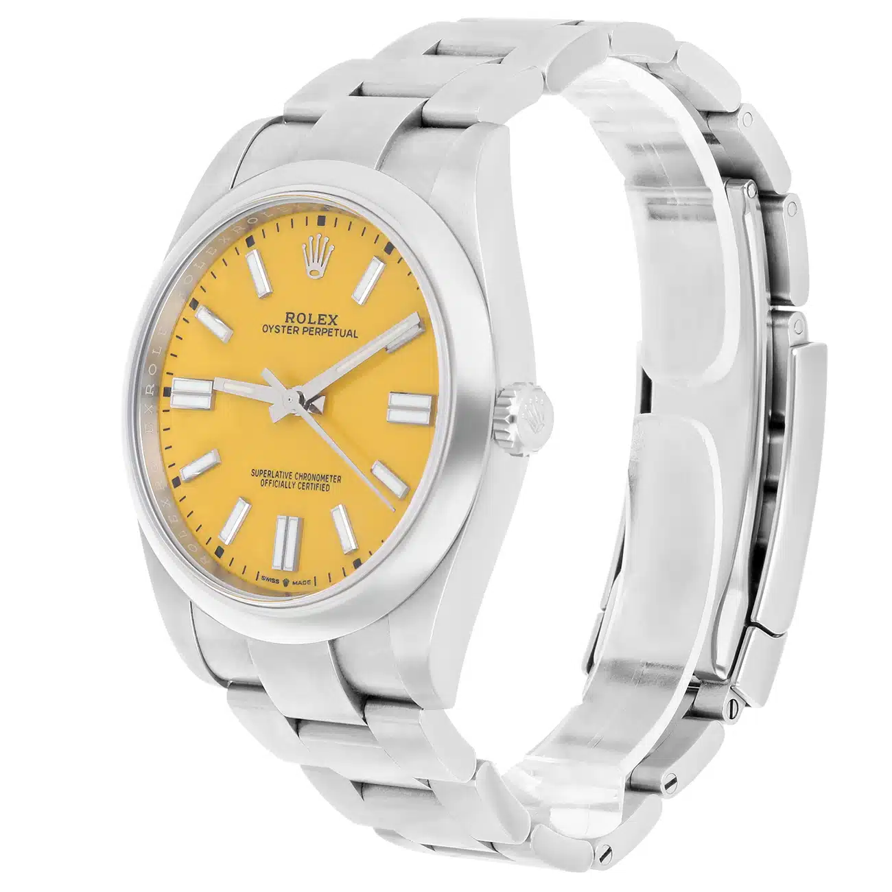 Rolex Oyster Perpetual 41mm 124300-0004 Yellow Dial Stainless Steel Watch – image 6