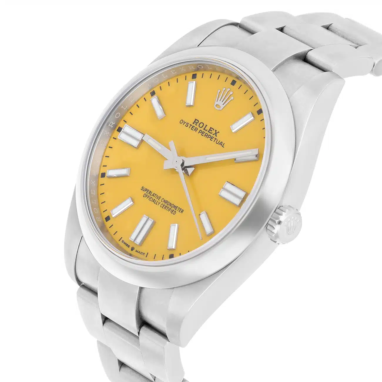 Rolex Oyster Perpetual 41mm 124300-0004 Yellow Dial Stainless Steel Watch – image 7