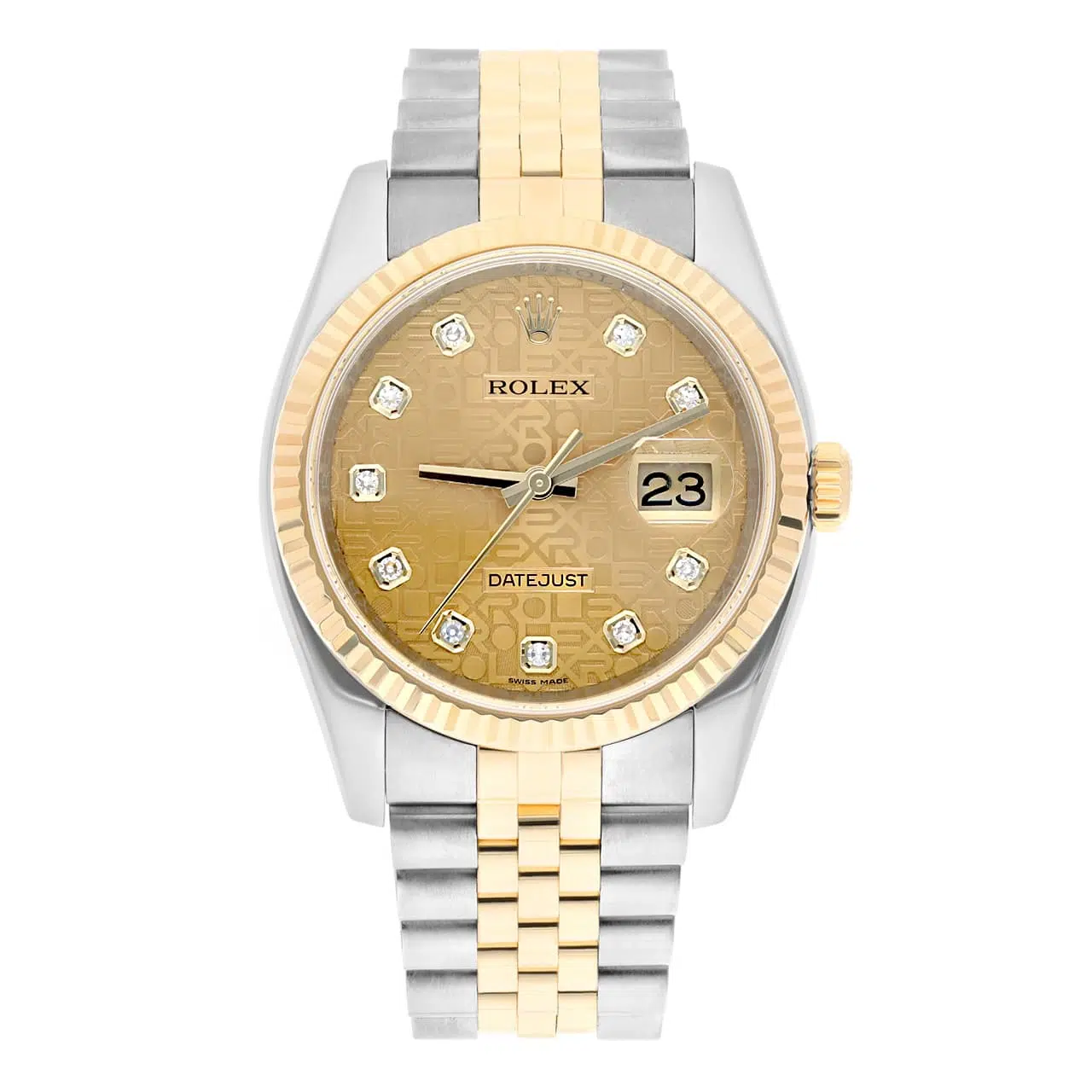 Rolex Datejust 36mm 116233-0155 Jubilee Stainless Steel & Yellow Gold Watch Champagne Jubilee Diamond Dial