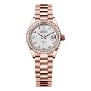 Rolex Datejust 28mm 279135rbr-0010 President Rose Gold with Diamond Bezel and MOP Diamond Dial Watch