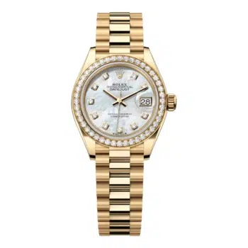 Rolex Datejust 28mm 279138RBR-0015 President Yellow Gold with Diamond Bezel MOP Diamond Dial