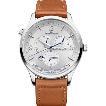 Jaeger-LeCoultre 4128420 Master Control Geograghic Stainless Steel Calfskin Leather Silver Dial Watch 2024