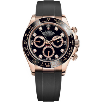 Rolex Daytona Oysterflex 116515LN Rose Gold Watch with Black Diamond Dial and Black Rubber Band