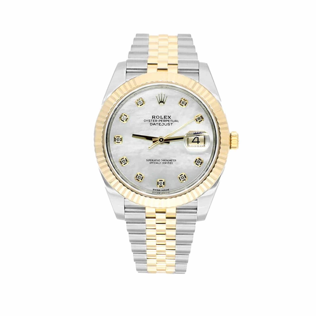 Rolex Datejust 41mm 126333 Stainless Steel & Yellow Gold Watch Factory Mother-of-Pearl Diamond Dial