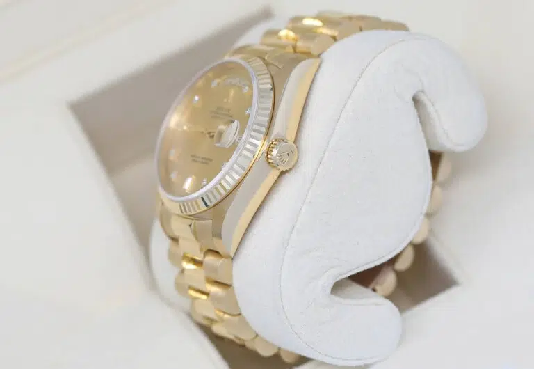 Rolex Day-Date Presidential Yellow Gold Watch Factory Champagne Diamond Dial 18238 Double Quick-Set – image 5
