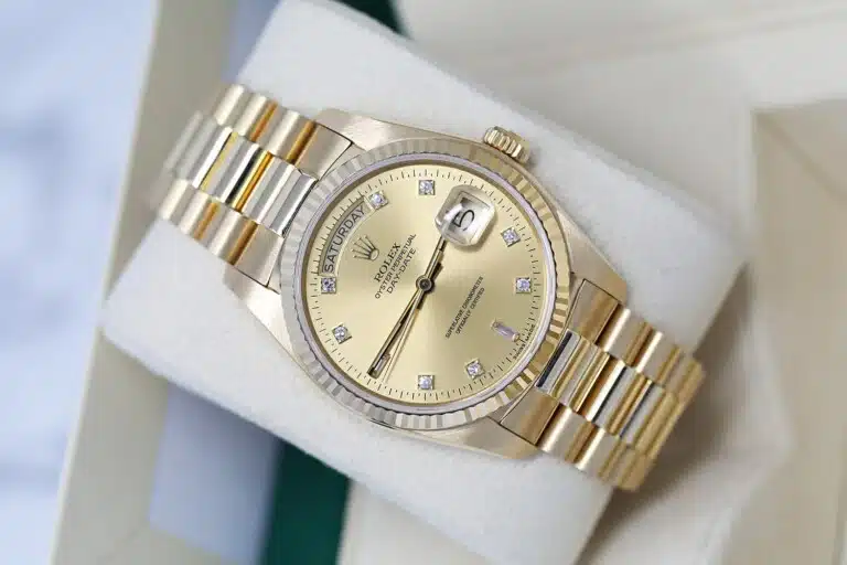 Rolex Day-Date Presidential Yellow Gold Watch Factory Champagne Diamond Dial 18238 Double Quick-Set – image 2