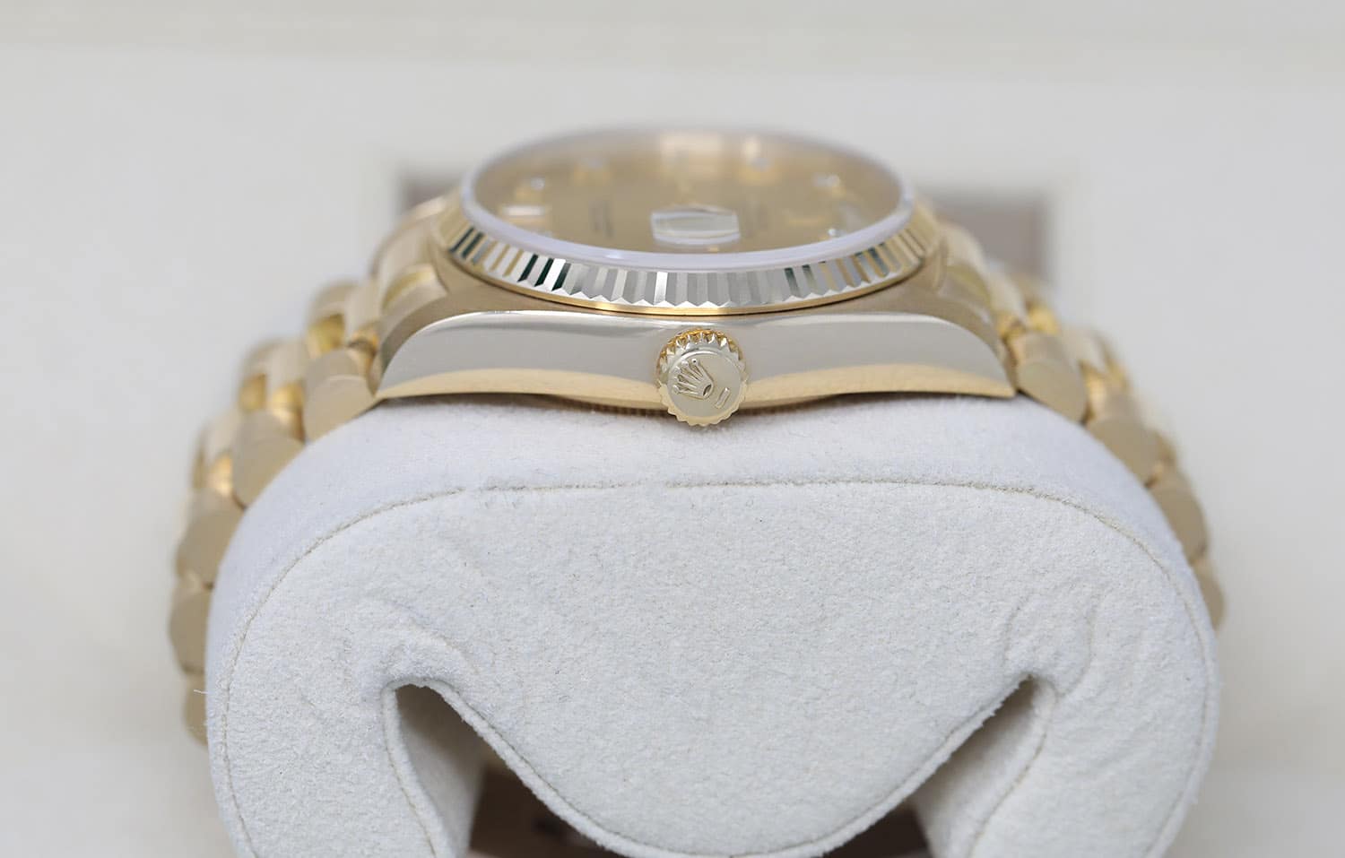 Rolex Day-Date Presidential Yellow Gold Watch Factory Champagne Diamond Dial 18238 Double Quick-Set - Image 4