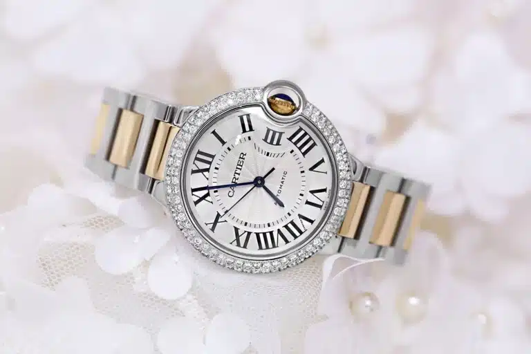 Cartier Ballon Bleu W6920047 two-tone steel and gold watch, diamond bezel, silver dial