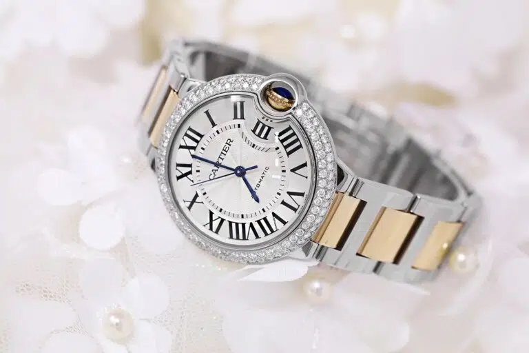 Cartier Ballon Bleu W6920047 36mm Steel 18K Yellow Gold Silver Dial Two Tone Unisex Watch Custom Diamond Bezel – image 4