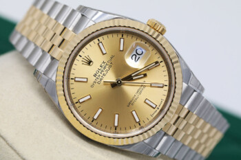 Rolex Datejust 36mm 126233 Stainless Steel & Yellow Gold Watch Jubilee Band Champagne Dial Stickers removed – alternate view