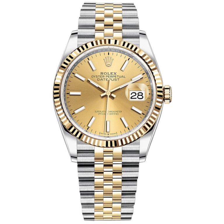 Rolex Datejust 36mm 126233 Stainless Steel & Yellow Gold Watch Jubilee Band Champagne Dial Stickers removed
