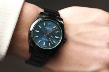 Rolex Milgauss Green Crystal Blue Dial Black PVD/DLC Stainless Steel Watch 116400GV – alternate view