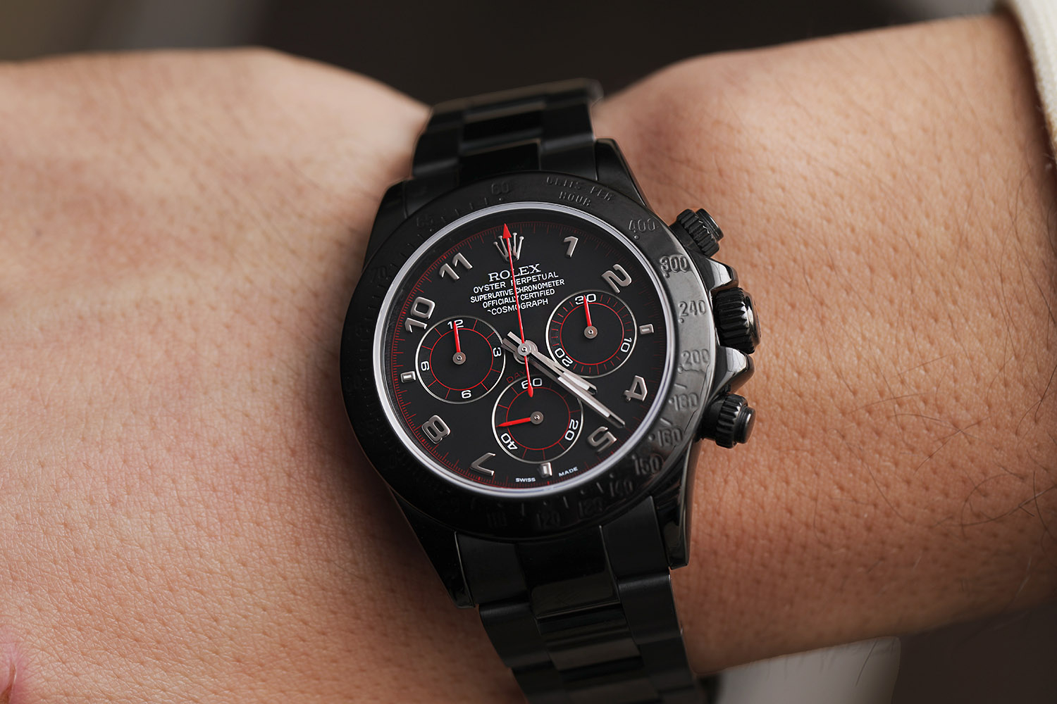 Rolex Daytona Black/Red Arabic Racing Dial Black PVD/DLC Coated  Watch 116523 - Image 4